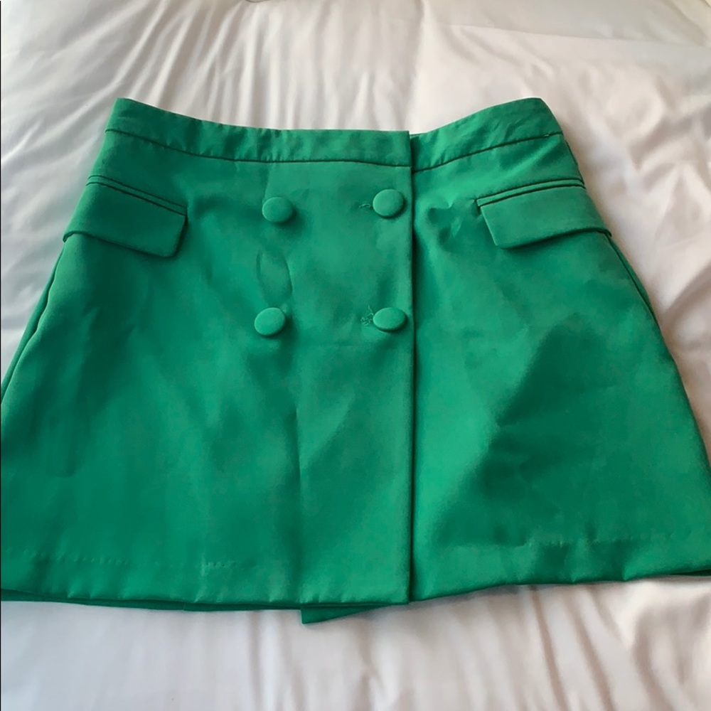 Emerald Button Mini Skirt